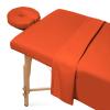 100% Egyptian Cotton 3-Piece Egyptian Cotton Massage Table Sheet Set - Premium Facial Bed Cover - Includes Flat and Fitted Sheets with Face Cradle Cover - Orange view 2