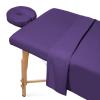 100% Egyptian Cotton 3-Piece Egyptian Cotton Massage Table Sheet Set - Premium Facial Bed Cover - Includes Flat and Fitted Sheets with Face Cradle Cover - Purple view 2