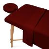 100% Egyptian Cotton 3-Piece Egyptian Cotton Massage Table Sheet Set - Premium Facial Bed Cover - Includes Flat and Fitted Sheets with Face Cradle Cover - Burgundy view 2