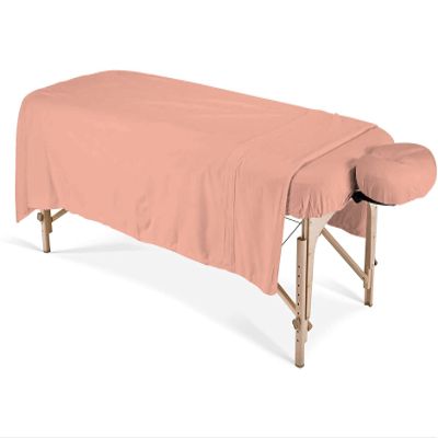 100% Egyptian Cotton 3-Piece Egyptian Cotton Massage Table Sheet Set - Premium Facial Bed Cover - Includes Flat and Fitted Sheets with Face Cradle Cover - Peach