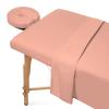 100% Egyptian Cotton 3-Piece Egyptian Cotton Massage Table Sheet Set - Premium Facial Bed Cover - Includes Flat and Fitted Sheets with Face Cradle Cover - Peach view 2
