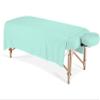 100% Egyptian Cotton 3-Piece Egyptian Cotton Massage Table Sheet Set - Premium Facial Bed Cover - Includes Flat and Fitted Sheets with Face Cradle Cover - Aqua Blue view 1