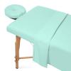 100% Egyptian Cotton 3-Piece Egyptian Cotton Massage Table Sheet Set - Premium Facial Bed Cover - Includes Flat and Fitted Sheets with Face Cradle Cover - Aqua Blue view 2