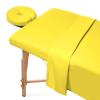 100% Egyptian Cotton 3-Piece Egyptian Cotton Massage Table Sheet Set - Premium Facial Bed Cover - Includes Flat and Fitted Sheets with Face Cradle Cover - Yellow view 2