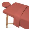 100% Egyptian Cotton 3-Piece Egyptian Cotton Massage Table Sheet Set - Premium Facial Bed Cover - Includes Flat and Fitted Sheets with Face Cradle Cover - Brick Red view 2