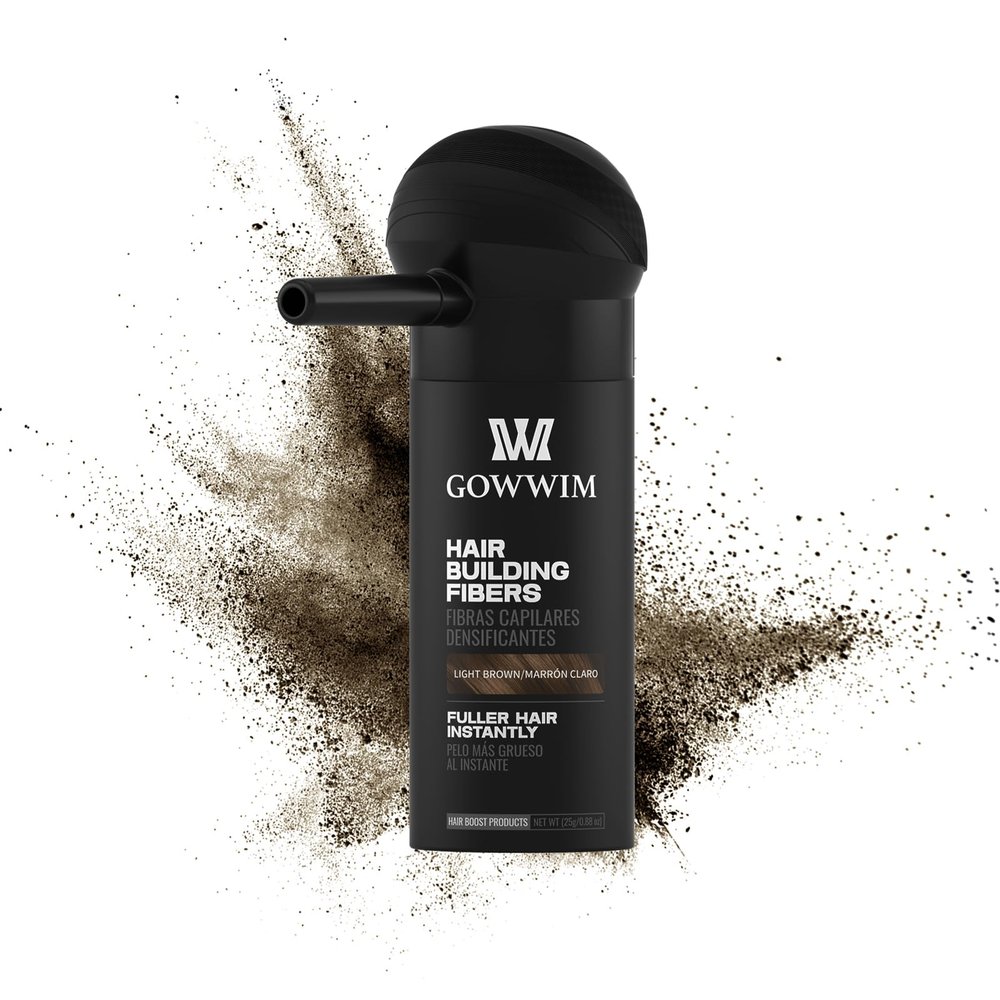 Gowwim Hair Fibers with Spray Applicator Pump 2-in-1 Kit for Thinning Hair, Naturally Thickening Spray Fibers Waterproof Long-Lasting Grey Coverage Touch up for Bald Spot Cover up for Women & Men
