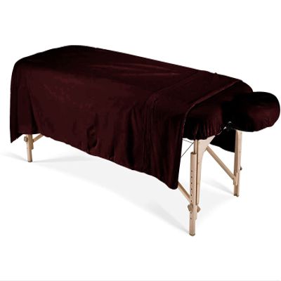100% Egyptian Cotton 3-Piece Egyptian Cotton Massage Table Sheet Set - Premium Facial Bed Cover - Includes Flat and Fitted Sheets with Face Cradle Cover - Wine