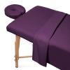 100% Egyptian Cotton 3-Piece Egyptian Cotton Massage Table Sheet Set - Premium Facial Bed Cover - Includes Flat and Fitted Sheets with Face Cradle Cover - Plum view 2