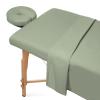 100% Egyptian Cotton 3-Piece Egyptian Cotton Massage Table Sheet Set - Premium Facial Bed Cover - Includes Flat and Fitted Sheets with Face Cradle Cover - Light Sage view 2