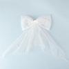 JEAIRTS Bridal Hair Bow Veil Pearl Wedding Hair Piece White Tulle Bow with Clip Bachelorette Party Hair Accessories for Women view 2
