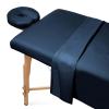 100% Egyptian Cotton 3-Piece Egyptian Cotton Massage Table Sheet Set - Premium Facial Bed Cover - Includes Flat and Fitted Sheets with Face Cradle Cover - Navy view 2