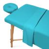 100% Egyptian Cotton 3-Piece Egyptian Cotton Massage Table Sheet Set - Premium Facial Bed Cover - Includes Flat and Fitted Sheets with Face Cradle Cover - Turquoise Blue view 2
