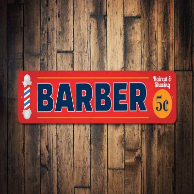Barber Sign, Barber Shop Sign, Barber Shop Decor, Barber Gift, Barber Pole Sign, Barber Pole Decor, Barber Decor-Wall Art Decor Metal Sign Barbers 6x16 inch