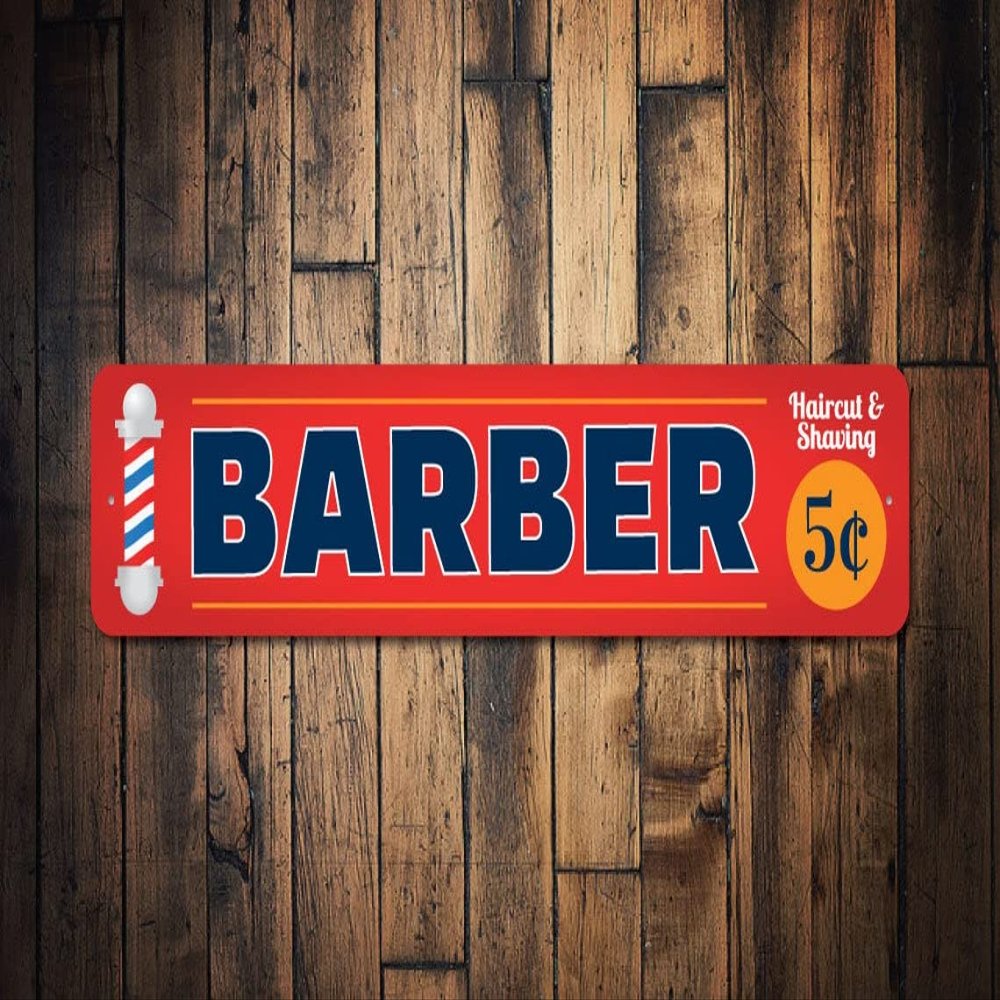 Barber Sign, Barber Shop Sign, Barber Shop Decor, Barber Gift, Barber Pole Sign, Barber Pole Decor, Barber Decor-Wall Art Decor Metal Sign Barbers 6x16 inch