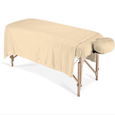 100% Egyptian Cotton 3-Piece Egyptian Cotton Massage Table Sheet Set - Premium Facial Bed Cover - Includes Flat and Fitted Sheets with Face Cradle Cover - Ivory