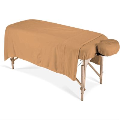 100% Egyptian Cotton 3-Piece Egyptian Cotton Massage Table Sheet Set - Premium Facial Bed Cover - Includes Flat and Fitted Sheets with Face Cradle Cover - Sand
