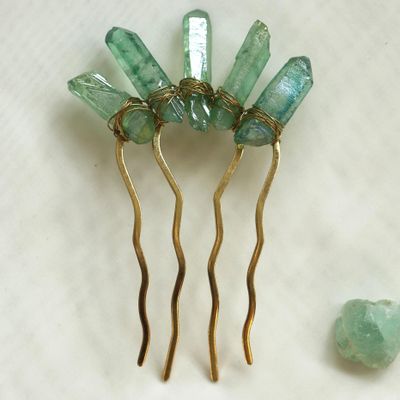 Raw Crystal Color Bridal Comb, Crystal Hairpin, Crystal Hair Accessories, Wedding Gift (Color : 1)