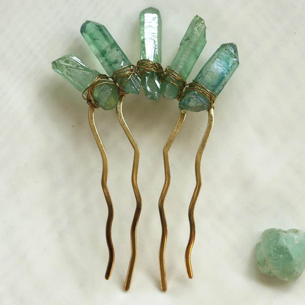 Raw Crystal Color Bridal Comb, Crystal Hairpin, Crystal Hair Accessories, Wedding Gift (Color : 1)