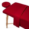 100% Egyptian Cotton 3-Piece Egyptian Cotton Massage Table Sheet Set - Premium Facial Bed Cover - Includes Flat and Fitted Sheets with Face Cradle Cover - Red view 2