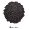 Afro Curly Hair Toupee for Black Men Full Poly Injected Black Men Hair Units Breathable Holes Human Hair Replacement System Pieces for African Amarican Men 8x10inch1B# OFF BLACK12mm wave view 2
