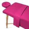 100% Egyptian Cotton 3-Piece Egyptian Cotton Massage Table Sheet Set - Premium Facial Bed Cover - Includes Flat and Fitted Sheets with Face Cradle Cover - Hot Pink view 2