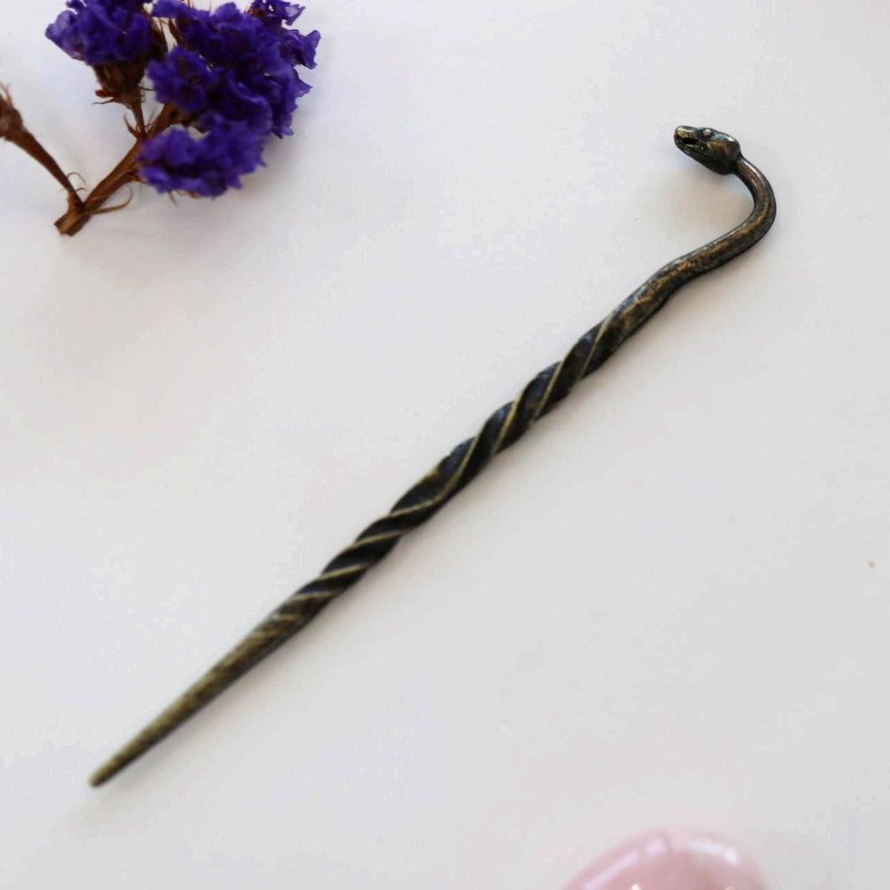 Aurorad Accessories13cm Snake Hairpin Hair Stick Snake-Shaped Metal Hair Stick Headdress Punk Pagan Hairpin Gift (Color : Antique Bronze Plated)
