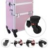 Karl home 3 in 1 Makeup Train Case Rolling Cosmetic Trolley Large Capacity Travel Organizer with Key 360Swivel Wheels Suitcase for Beauticians Hairstylists Nail Tech Students, Pink view 4
