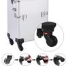 Karl home 3 in 1 Makeup Train Case Rolling Cosmetic Trolley Large Capacity Travel Organizer with Key 360Swivel Wheels Suitcase for Beauticians Hairstylists Nail Tech Students, Silver view 4