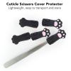5pcs Cuticle Protectors, Silicone Scissors Case, Scissors Sheath, Cat Shape for Different Sizes of Nippers and Tweezers, and Nail Art Pens (Black) view 2
