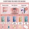 Tress Wellness Waxing Kit for Sensitive Skin  Safe for Face & Skin, Prep & Aftercare Spray, Easy to Use  At-Home Kit for Face, Bikini, Brazilian & Full Body - Digital Display, Dusty Pink Air view 3