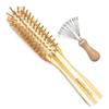 AMERWASH PLUS Natural Bamboo Hair brushes with Cleaner Rakes For All Types Hair, Bamboo Bristle Help Hair Growth, Massaging Scalp for Men Women Kids - 4 Packs view 2