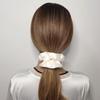 12 Pcs Satin Silk Scrunchies, Hair Ties, Hair Bands, Bow Ropes, Elastic Bracelets, Ponytail Holders, Hair Accessories for Women and Girls (4.5 Inch, Pearl White) view 2