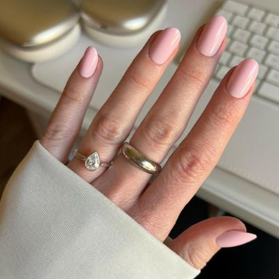 DANNI & TONI Semi Cured Gel Nail Strips (Sweet Pink) Gel Nail Wraps Solid Color 28 Stickers