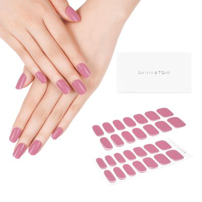 DANNI & TONI Semi Cured Gel Nail Strips Fuchsia (Pink Lemonade) Glossy Gel Nail Wraps 28 Stickers
