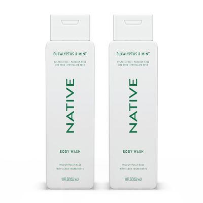 Native Body Wash Contains Naturally Derived Ingredients | For Women & Men, Sulfate, Paraben, & Dye Free Leaving Skin Soft and Hydrated | Eucalyptus & Mint 18 oz - 2 Pk
