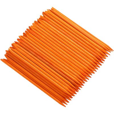 Borogo 100 Pcs Orange Wood Nail Sticks Double Sided Multi Functional Cuticle Pusher Manicure Pedicure Tool for Manicure Pedicure Orange