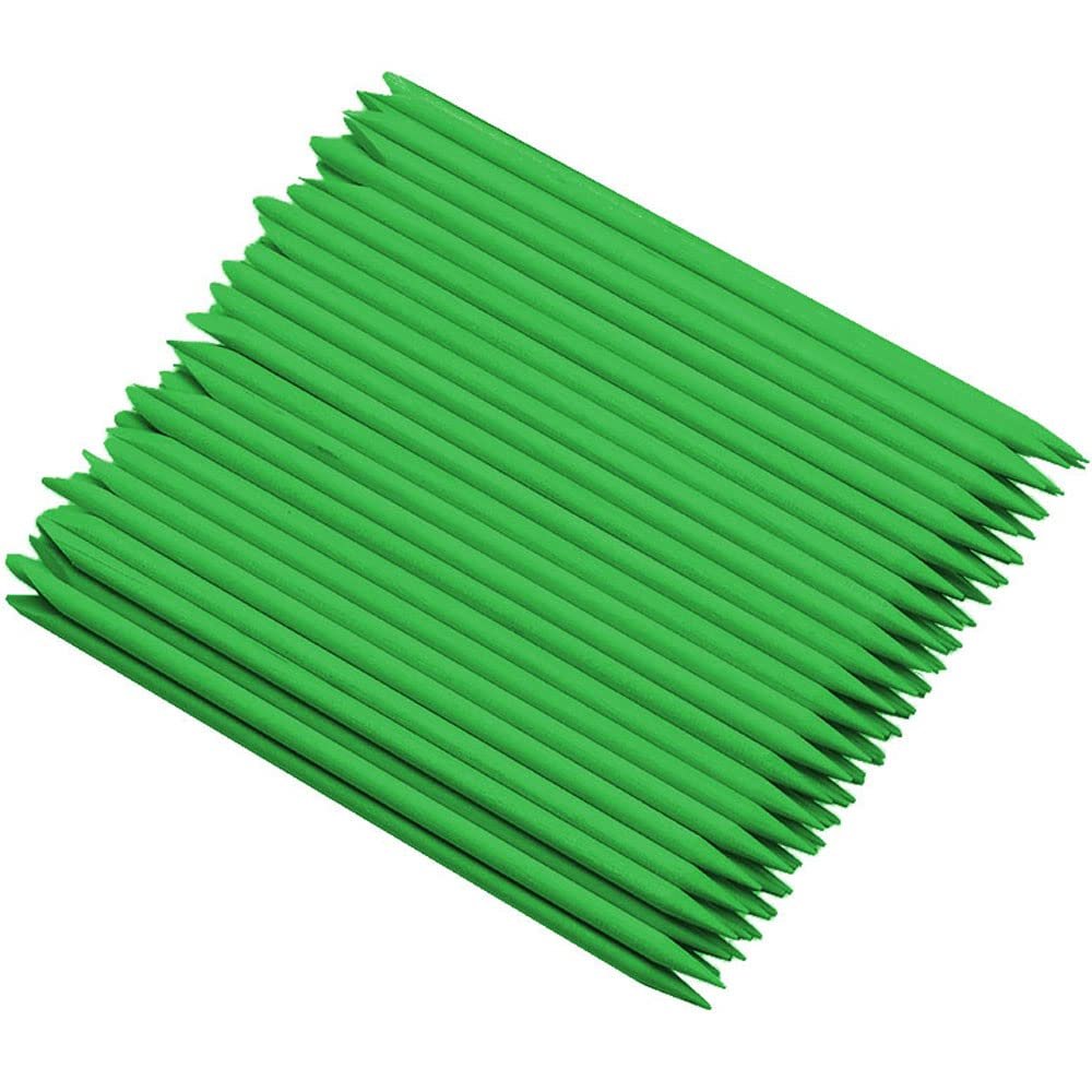 Borogo 100 Pcs Orange Wood Nail Sticks Double Sided Multi Functional Cuticle Pusher Manicure Pedicure Tool for Manicure Pedicure Green