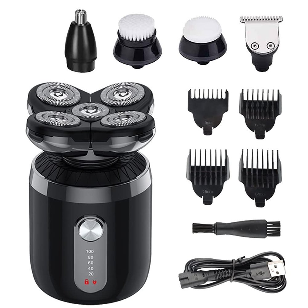Head Shavers for Bald Men, Portable 5 in 1 Men's Electric Shaver Body Trimmer USB Rechargeable Waterproof Mini Shaver Hair Trimmer Nose Hair Trimmer Razor (Color : 5in1-set)