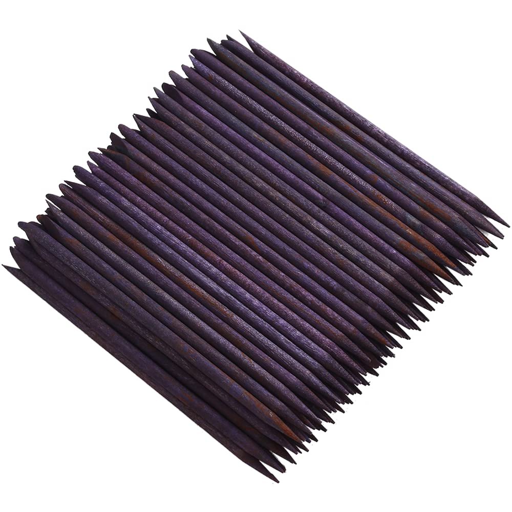 Borogo 100 Pcs Orange Wood Nail Sticks Double Sided Multi Functional Cuticle Pusher Manicure Pedicure Tool for Manicure Pedicure Purple