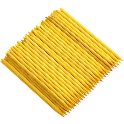 Borogo 100 Pcs Orange Wood Nail Sticks Double Sided Multi Functional Cuticle Pusher Manicure Pedicure Tool for Manicure Pedicure Yellow