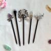 Aurorad Handmade Crystal Natural Amethyst Hairpin Wood Hairpin Bridal Hair Comb Crystal Hair Ornament Wedding Gift (Color : FZ-07) view 2