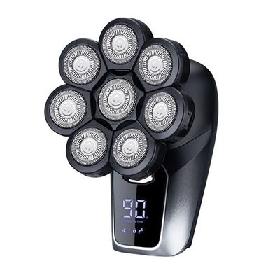 Head Shavers for Bald Men, 8-blade Electric Shaver 6 in 1 Hair Clipper Shaved Oil Head Machine Hair Trimmer Washed Digital Display Razor Trimmer (Color : BLACK 6 IN 1)