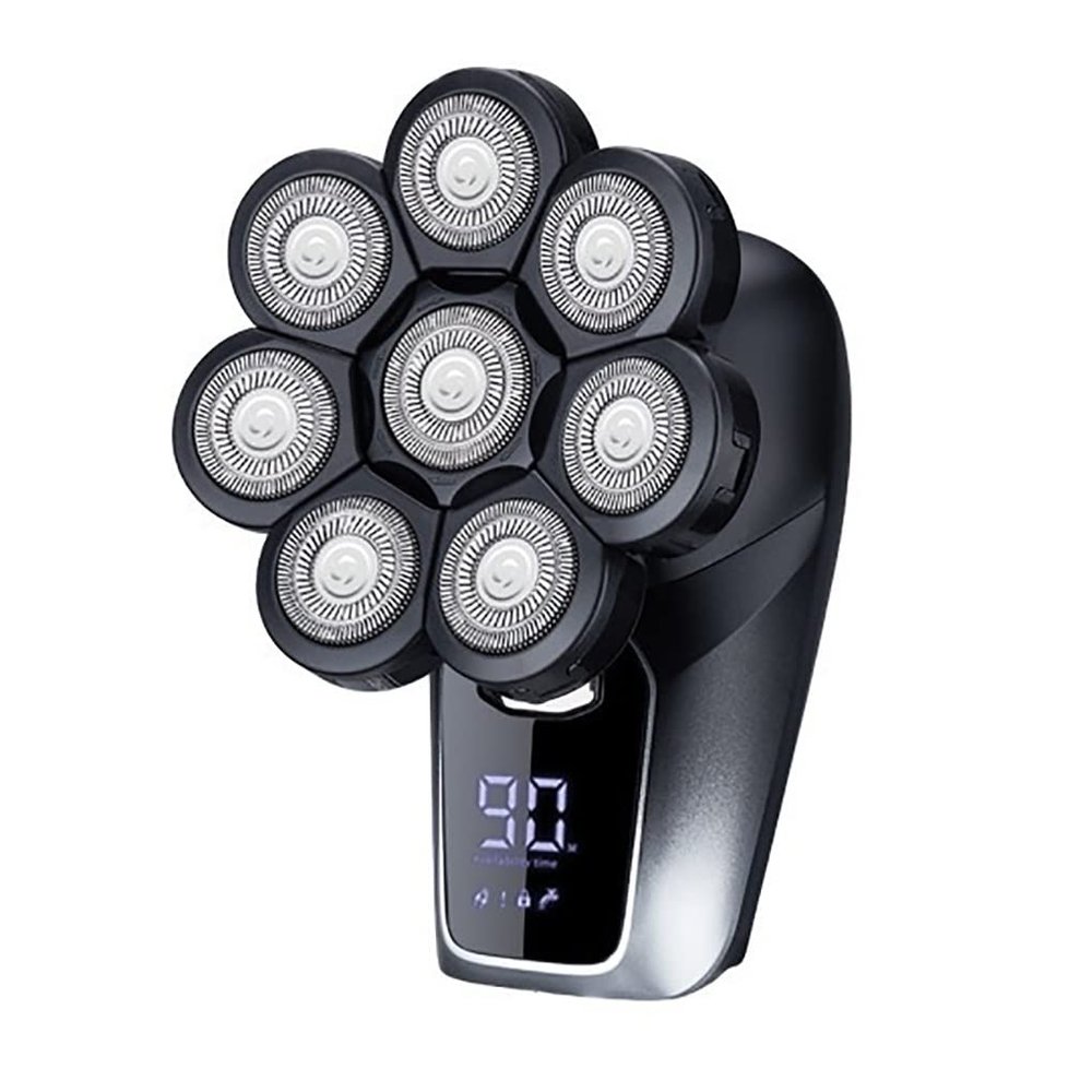 Head Shavers for Bald Men, 8-blade Electric Shaver 6 in 1 Hair Clipper Shaved Oil Head Machine Hair Trimmer Washed Digital Display Razor Trimmer (Color : BLACK 6 IN 1)