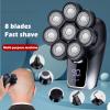 Head Shavers for Bald Men, 8-blade Electric Shaver 6 in 1 Hair Clipper Shaved Oil Head Machine Hair Trimmer Washed Digital Display Razor Trimmer (Color : BLACK 6 IN 1) view 2