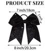 12 Pieces 8 Inch Black Cheer Bows Glitter Jumbo Cheerleading Bow with Elastic Ponytail Holder Bow Hair Tie Band Hair Accessories for School Girls Toddlers view 2
