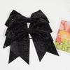12 Pieces 8 Inch Black Cheer Bows Glitter Jumbo Cheerleading Bow with Elastic Ponytail Holder Bow Hair Tie Band Hair Accessories for School Girls Toddlers view 3