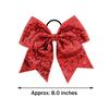 12 Pieces 8 Inch Red Cheer Bows Glitter Jumbo Cheerleading Bow with Elastic Ponytail Holder Bow Hair Tie Band Hair Accessories for School Girls Toddlers view 2