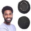 Afro Curl Toupee for Black Men Kinky Curly Mens Toupee Human Hair Units for Black Men French Lace African American Mens Hairpiece Male Hair Prothesis 1B# OFF BLACK 8MM WAVE view 1