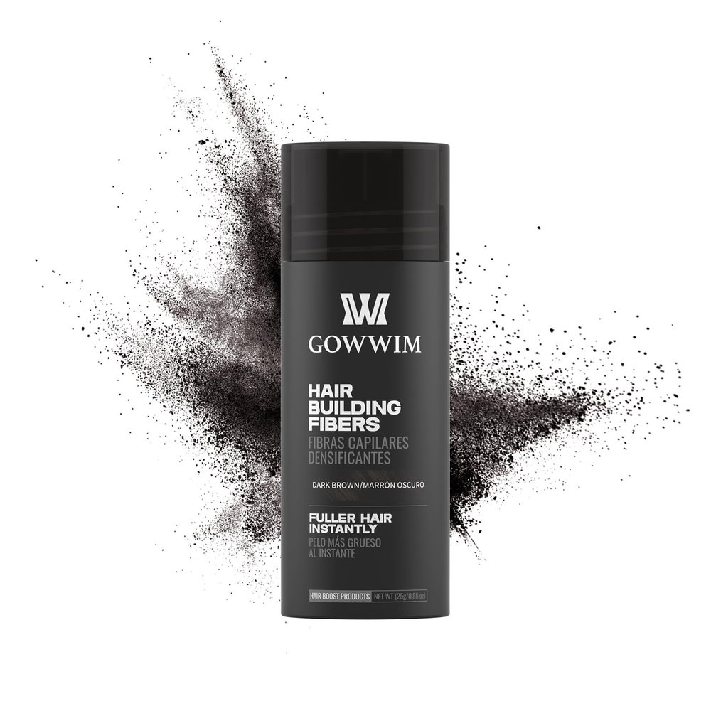 gowwim Hair Fibers for Thinning Hair 25g Hair Building Fibers 100% Undetectable,Instantly Cover Sparse Hair Areas-Bald Spots Cover Up. (Dark Brown)