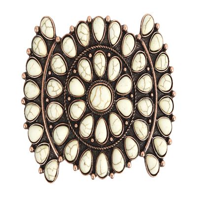 Skelapparel Southwest Bohemian Faux white howlite squash Blossom hair barrette